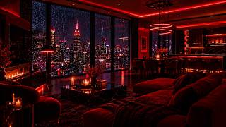 🌧️ Cozy Red City Penthouse at Midnight, Soft Rain on High Glass Windows for Deep Sleep Everyday Use screenshot 5