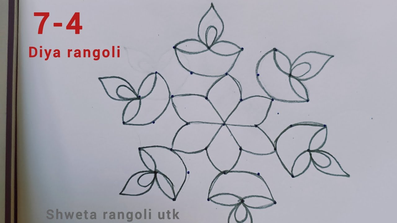 Simple Villaku Rangoli Design 7×4🌺 7Dot Diya Muggulu 🌺 Pandaga Muggulu 🌺 Beautiful Rangoli 