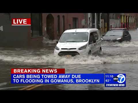 Cars abandoned, towed amid serious flooding in hard-hit Brooklyn