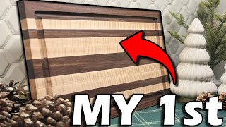 My 1ST Cutting Board - Curly Maple and Walnut Edge Grain Cutting Board