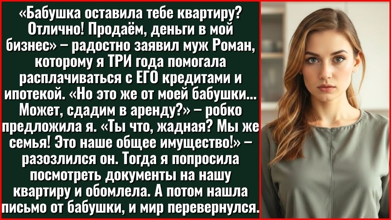 Читая Завещание Покойной Бабушки, Я Услышала От Мужа: «Продадим Квартиру, Вложим В Мою Фирму»