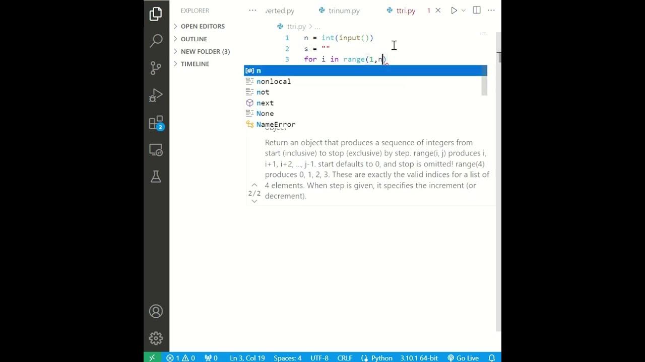 write a python program to print right angle triangle by using numbers ...