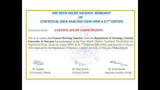 Achievement 🎉  Statistical Data Analysis Workshop (SPSS &amp; R) | CUH 2026 | My Academic Milestone