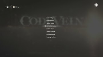 Code Vein - Default Setting Options for Game, Camera, Brightness, Sound, Network and Language (2019)