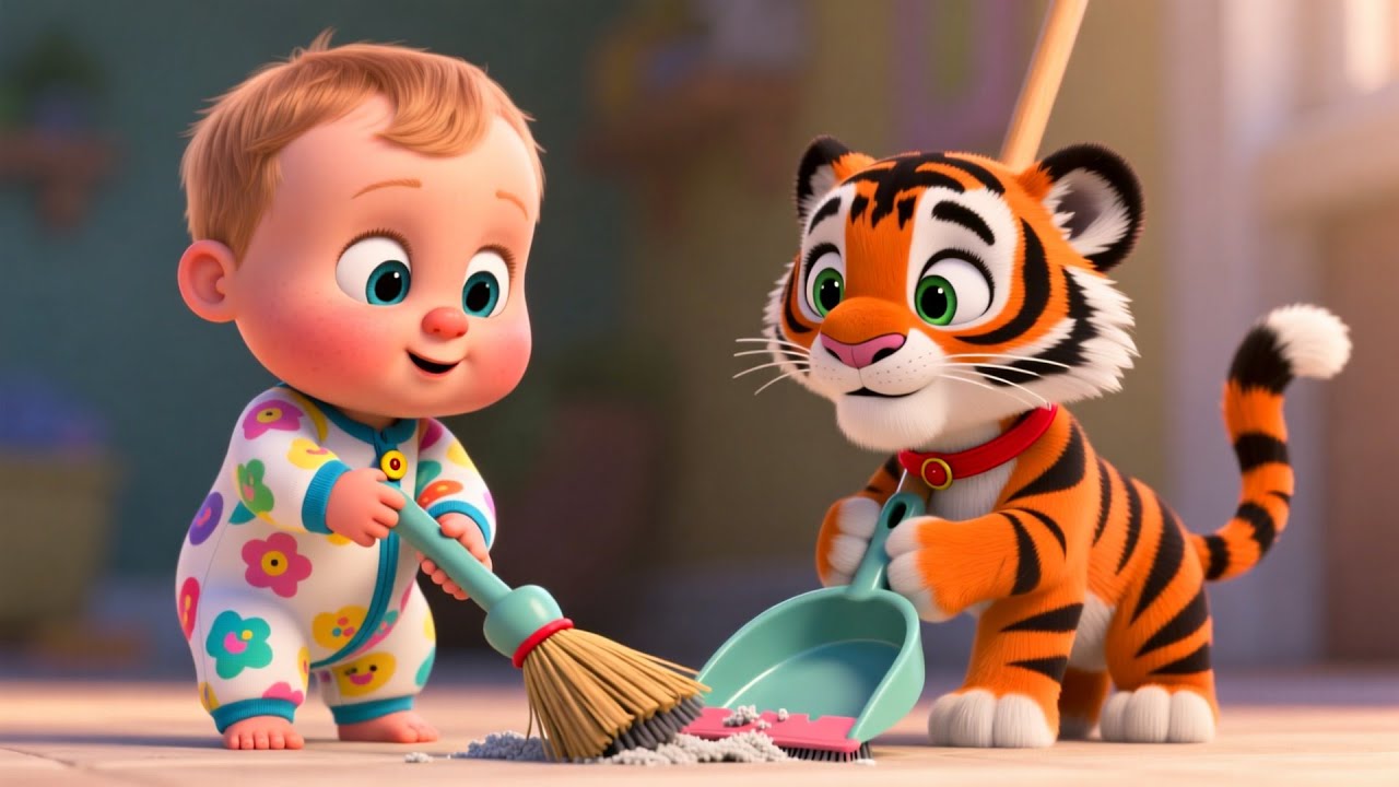 Sweep Sweep Clean Up 🧹✨ | Fun Kids Song | Learn Cleaning and Numbers