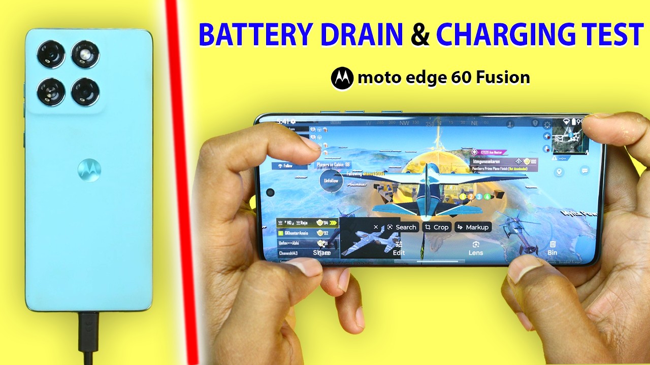 moto edge 60 Fusion Battery Drain and Charging Test -  Only BGMI Game Play🔥