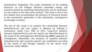 Structural Breaks, Hydroelectricity and Economic Growth New Findings from Malaysia AEFR 2020 1010 11