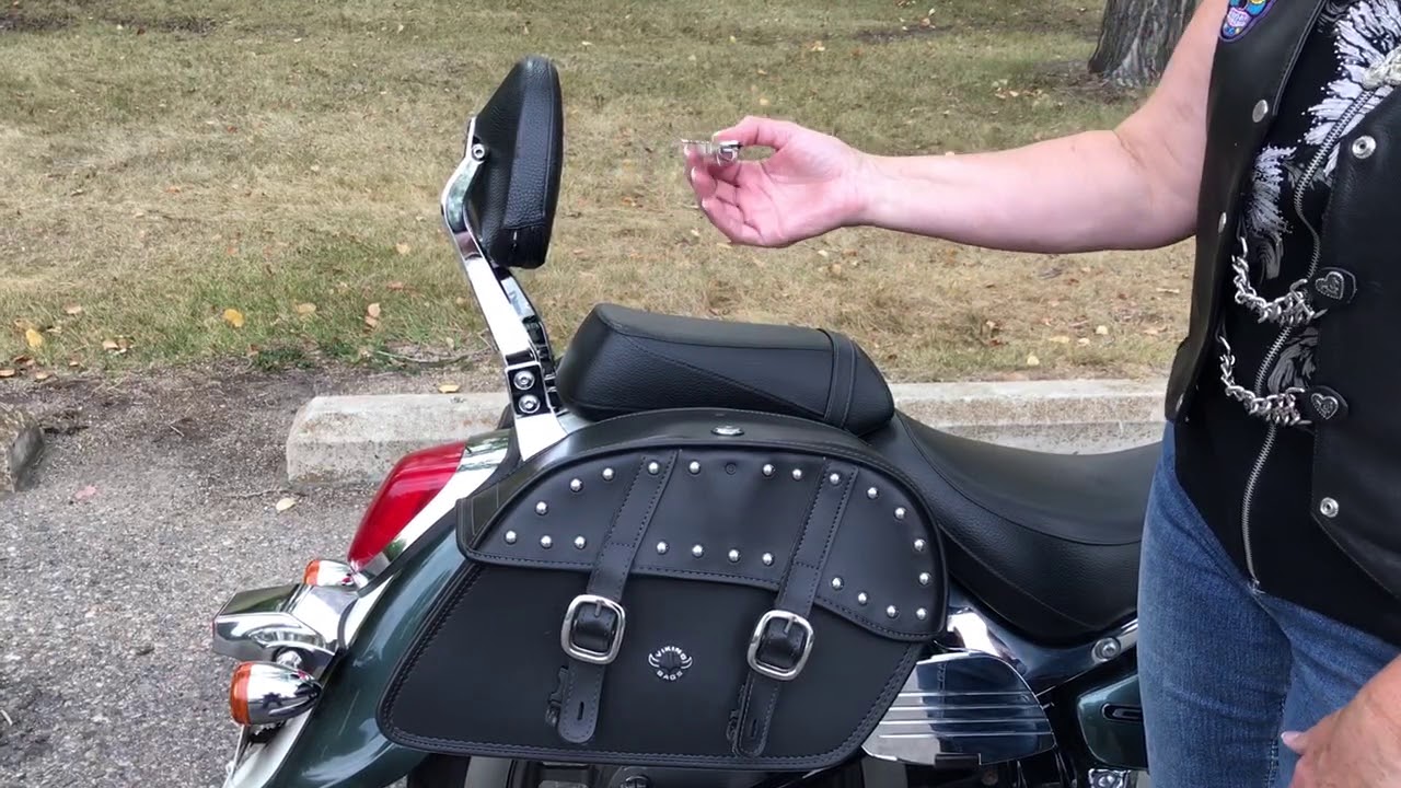 Viking Bags Large Slanted Studded Saddlebags for Suzuki Boulevard M50