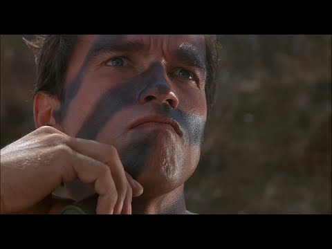Armed to the teeth Arnold Schwarzenegger is preparing for battle. Commando (1985)