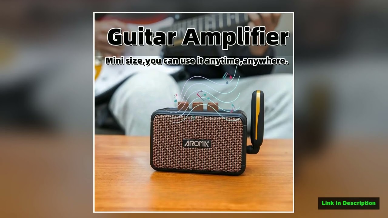 Aroma AG04 Guitar Amplifier 5W Output Dual Speaker wBT Wireless Rechargeable BatteryHeadphone Aux