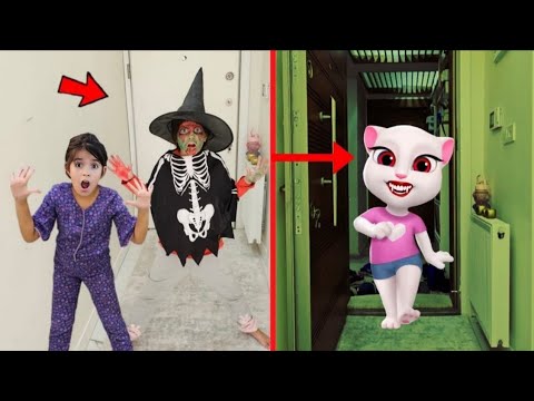 KORKUNÇ ANGELA EVİMİZE GELDİ !! NİSA EVDE SALONDA ZOMBİ OLDU KORKUTTU