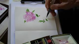 水彩画の花の絵 ムクゲの花 / Flower drawing - YouTube