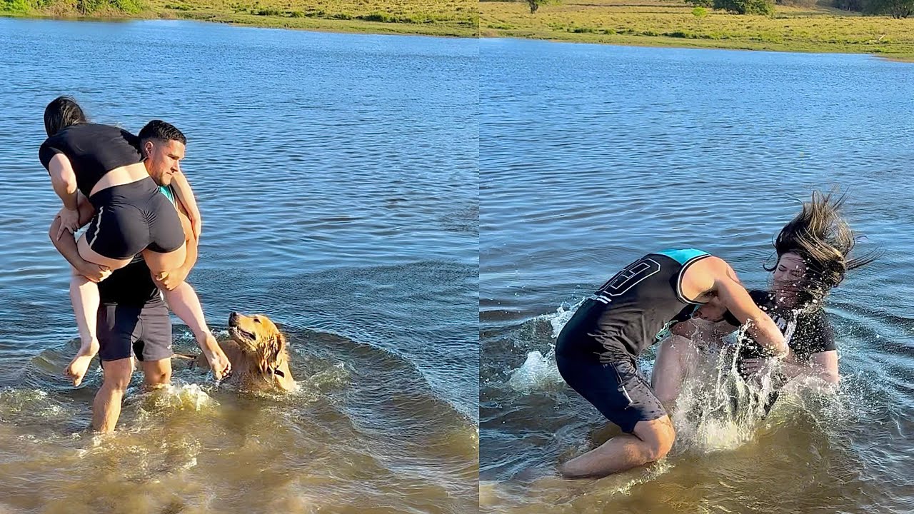 LEÔNCIO JOGA THAMIRES EM AÇUDE CHEIO DE SAPO | THAMIRES THUANNY