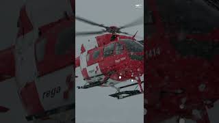 Swiss Air-Rescue H145 Helicopter in Heavy Snow