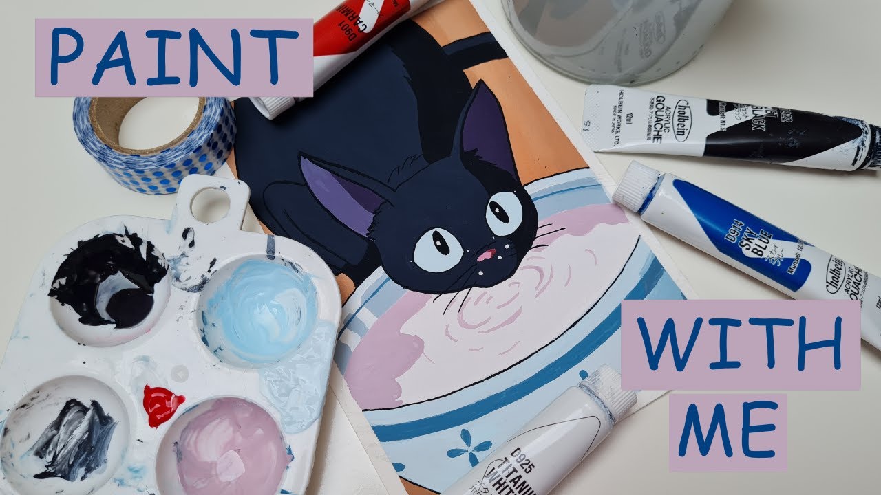 Painting Studio Ghibli scene with Holbein Acrylic Gouache // Kiki's