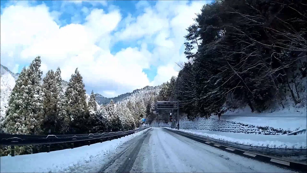 雪 車載動画】国道168号線 谷瀬の吊り橋からの帰り道 大雪で道路が冠雪