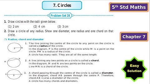 5th Std Maths Problem Set 28 Chapter 7 Circles | MH BOARD | Hindi Explanation