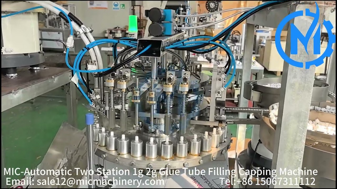 Automatic two station 1g 2g super glue tube filling and capping machine
