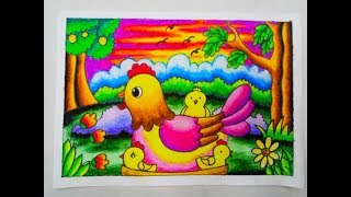 Cara Mewarnai Gradasi Dengan Crayon/Oilpastel ： Chicken