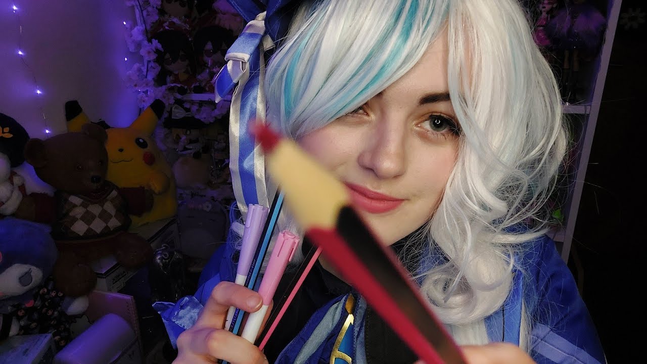 【ASMR】Drawing you a new face ♡ Personal Attention ♡ Face touching ♡ Furina Cosplay