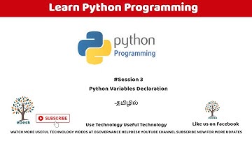 #3 Python Variables | Python Programming - Tamil Python Tutorial for All | eGoveranceHelpDesk