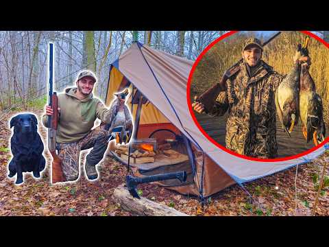 3 Days Camping and Hunting Alone with My Dog in a Warm Tent!