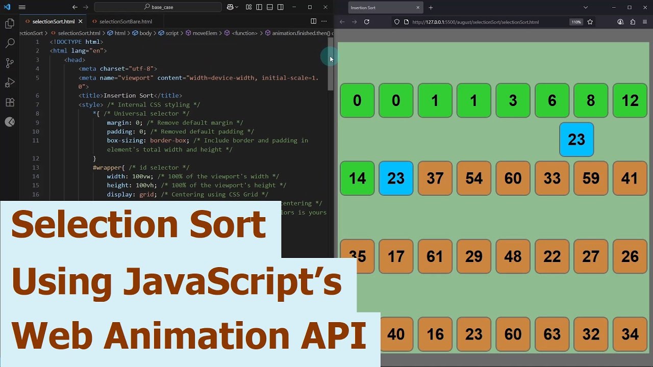 Selection Sort Using JavaScript’s Web Animation API - YouTube