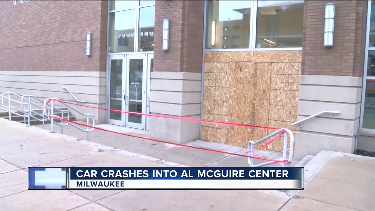 Man in custody after crashes car into McGuire Center YouTube