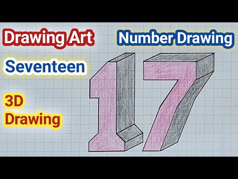 How to Draw Numbers 17 in 3D - Learn to draw 3D Numbers
