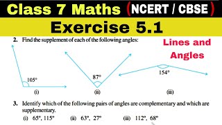 Class 7 NCERT Maths Exercise 5.1 Solution | Lines and Angles | Measures of Angles | Types of Angles