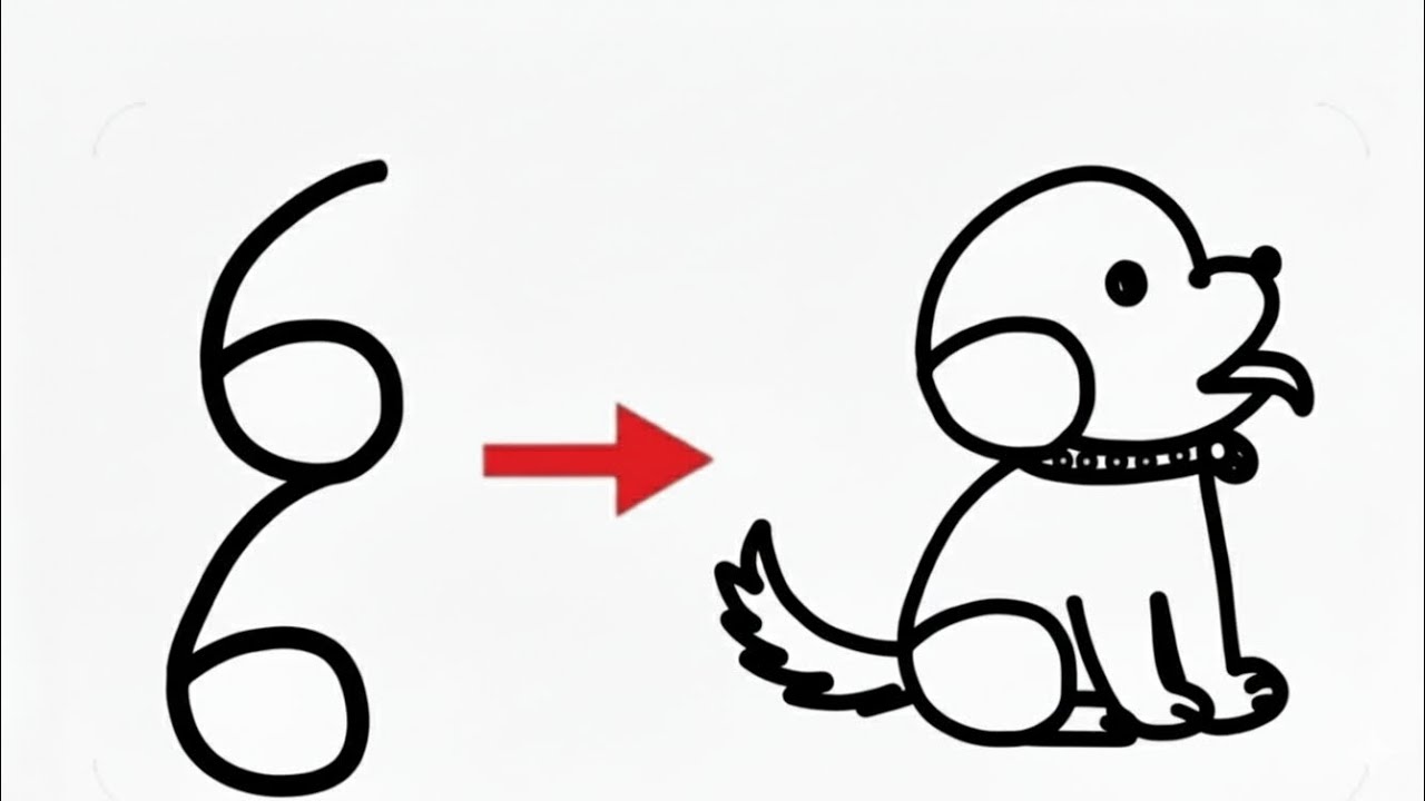 How to Draw Dog from number 66 | Easy Drawing 
