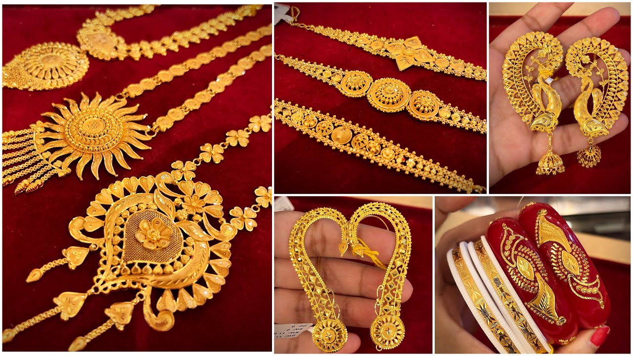 20 গ্রামের মধ্যে বড় লকেট gold sitahar ! 14 গ্রামে ময়ূর full kaan ! DUTTA GUINEA museum gold wristet