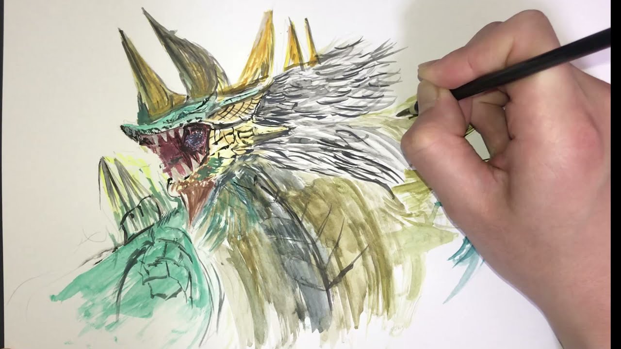 Watercolor Jinooga Monster Hunter Illustration Youtube