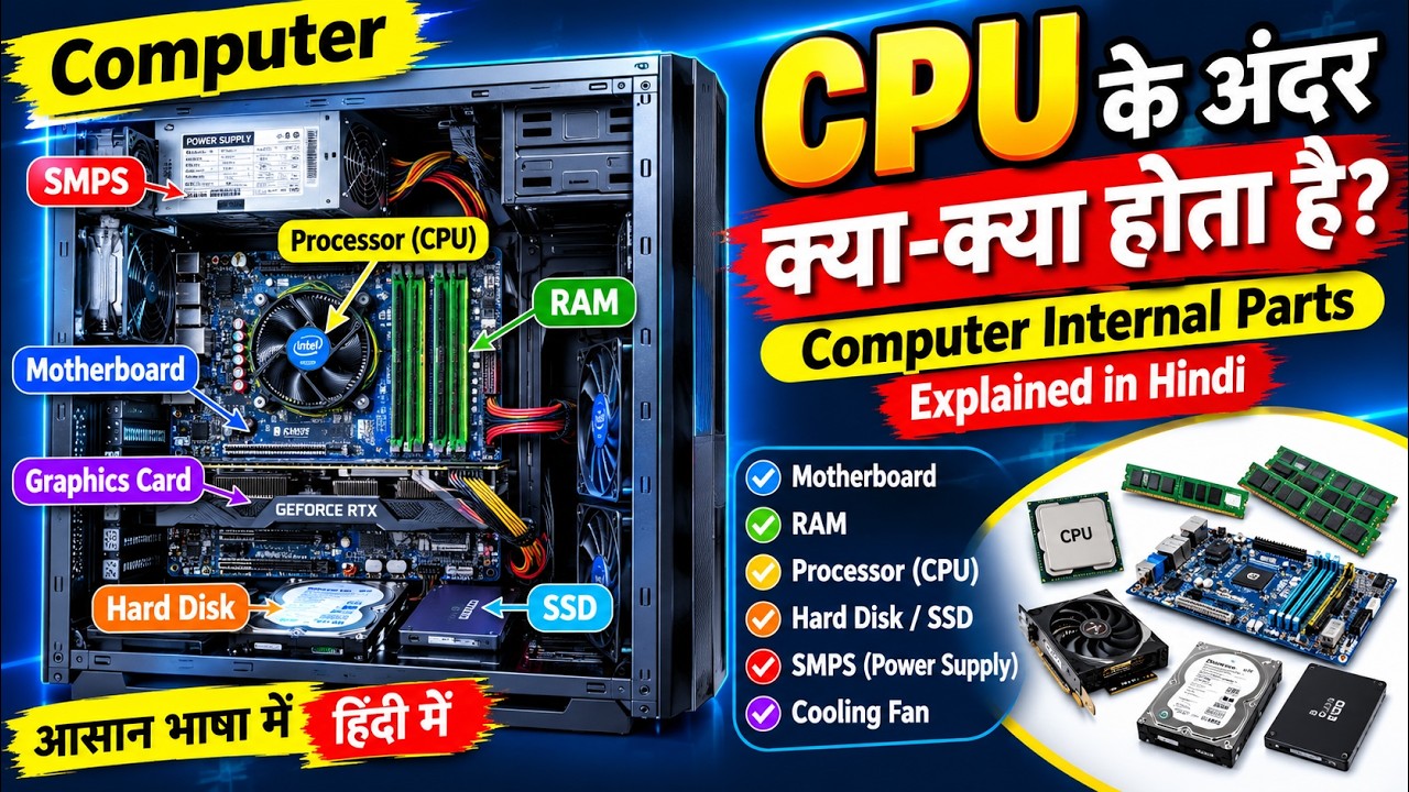 CPU के अंदर क्या-क्या होता है? | Computer Internal Parts Explained in ...