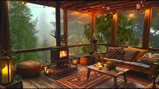 Fireplace sounds and relaxing piano music - cozy atmosphere on a peaceful spring day for studying