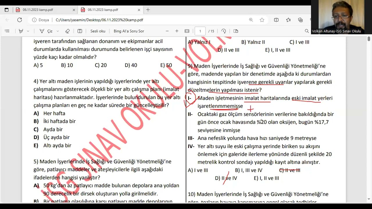 2023 ARALIK Soru Çözüm Kampı 9.  Ders (Maden işlerinde İSG- Yapı İşlerinde İSG)