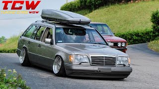 Mercedes w124 Bagged on BBS RS Rims Tuning Build by Iamnicpro