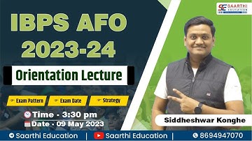 IBPS AFO 2023-24 Orientation Lecture (BY Siddheshwar Konghe)