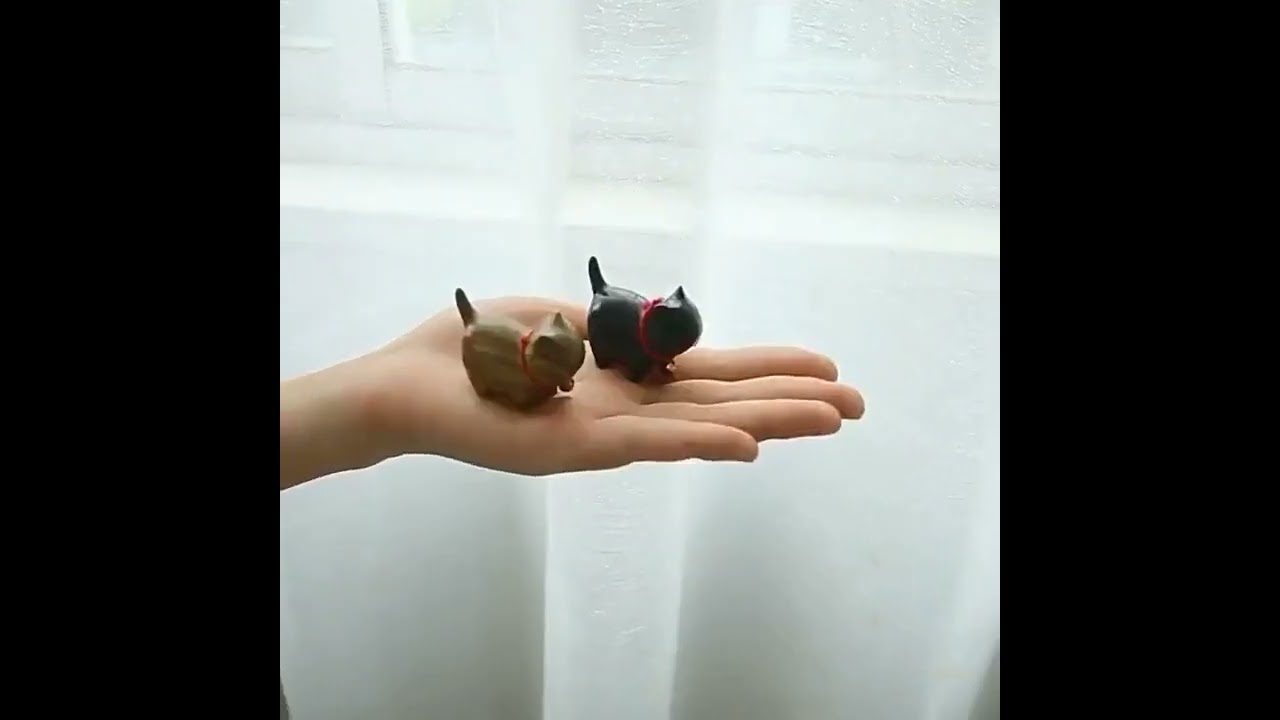 Wood cat hand-carved | BotuShop 