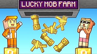 minecraft but we made a LUCKY BLOCK MOB FARM (one block lucky block)