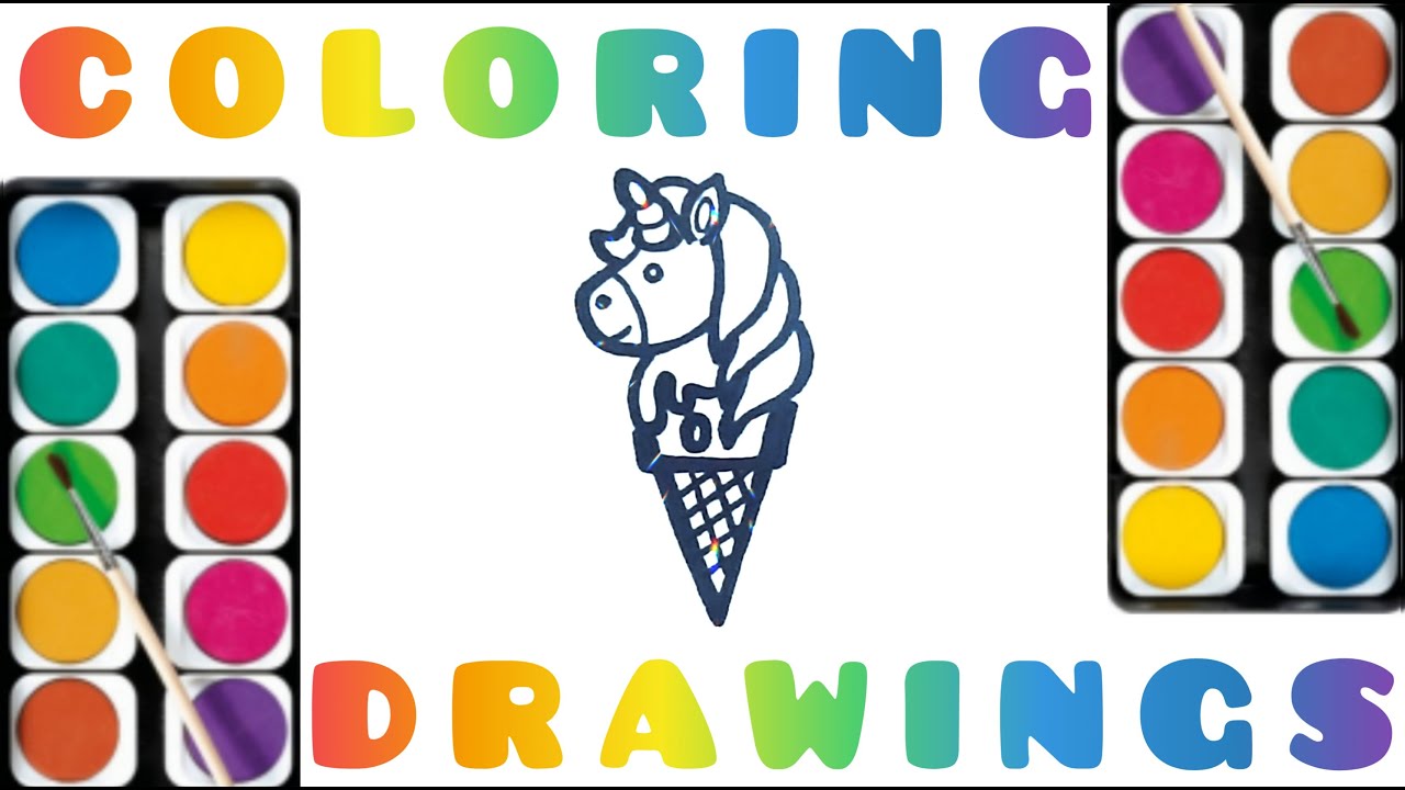 How to Draw and Paint Unicorn for kids Cartoon & Funny Animation for