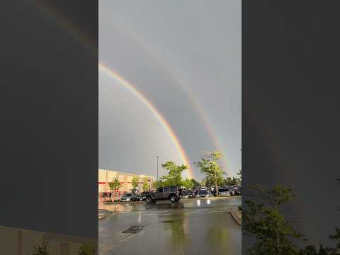 Full double Rainbow 🌈 London ON Canada 🇨🇦 #rainbow   #nature #rain