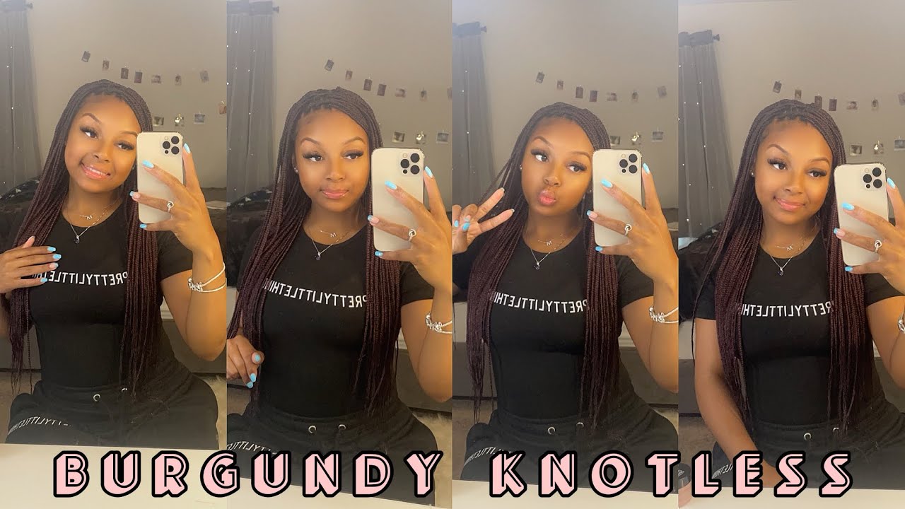 DIY:BURGUNDY KNOTLESS BRAIDS ❤️‍🔥😍 