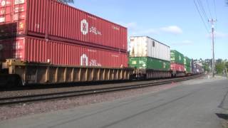 UP 7684 Leads A Stack Train @ Old Town Tacoma, WA w Canon HF11
