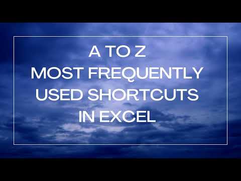 FREQUENTLY USED KEYBOARD SHORTCUTS IN EXCEL