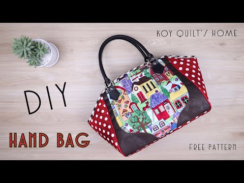 How to sew handbag | วิธีเย็บกระเป๋าหูหิ้ว | กระเป๋าถือ | กระเป๋าผ้า | Free Pattern | Tutorial |