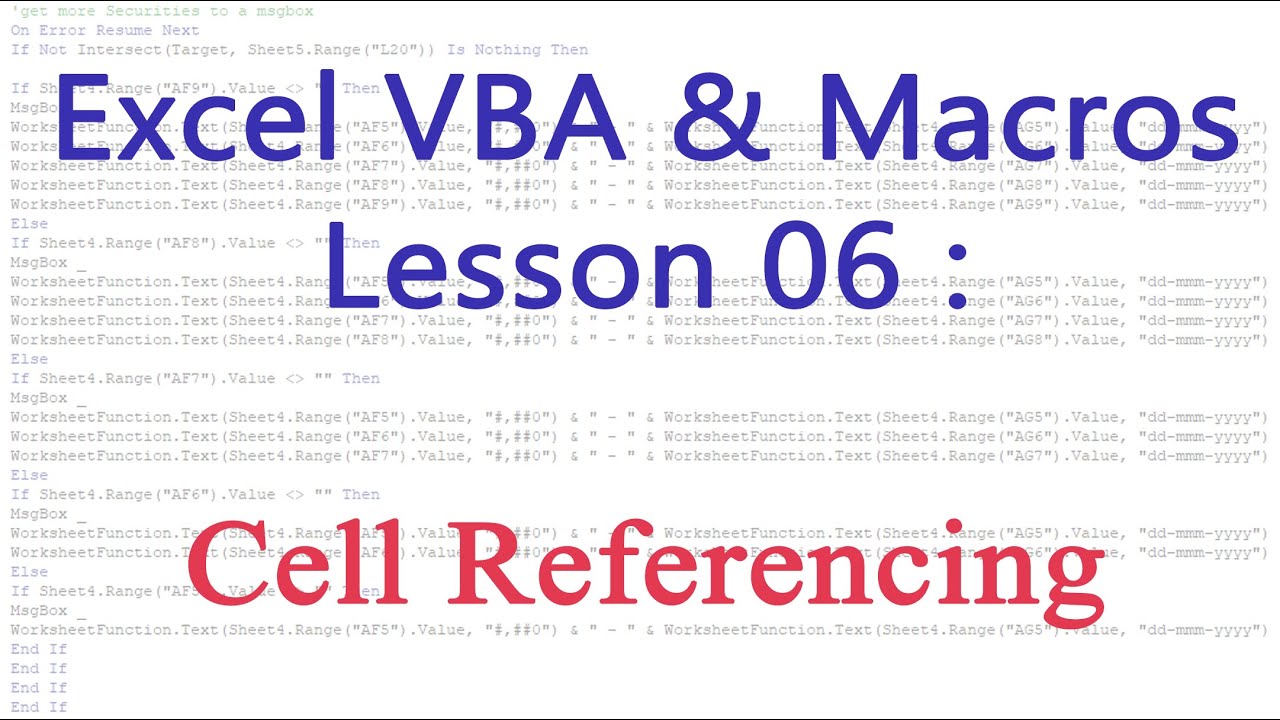 Excel VBA & Macros | Cell Referencing | Sinhala Tutorial - YouTube
