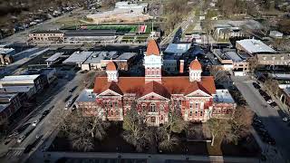 Cinematic Sunrise in Crown Point, Indiana | 360° Drone Orbit of the Historic Courthouse