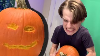carving a pumpkin with my BARE HANDS