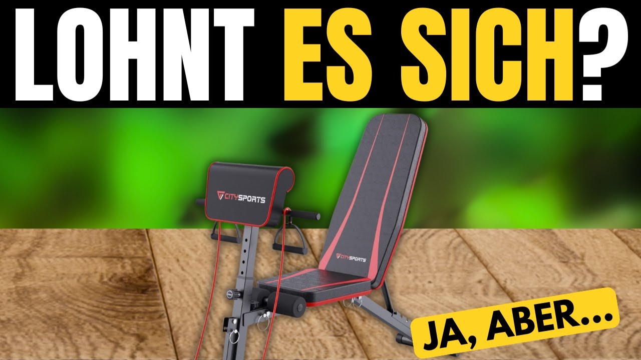 CITYSPORTS Hantelbank, Klappbar Heimtraining Fitness, Fitnessbank, Trainingsbank mit Gewichten